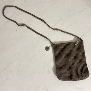 The Sak Tan Knit Crossbody Mini Bag Travel Beach Boho Hippie Neutral